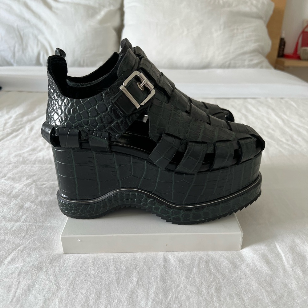 Proenza Schouler Platform Croc Wedges